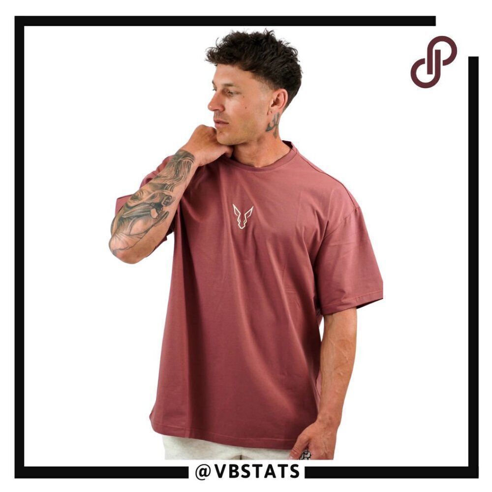 Gymroos Erupt Oversized Tee -‎ Burgundy in Size Small